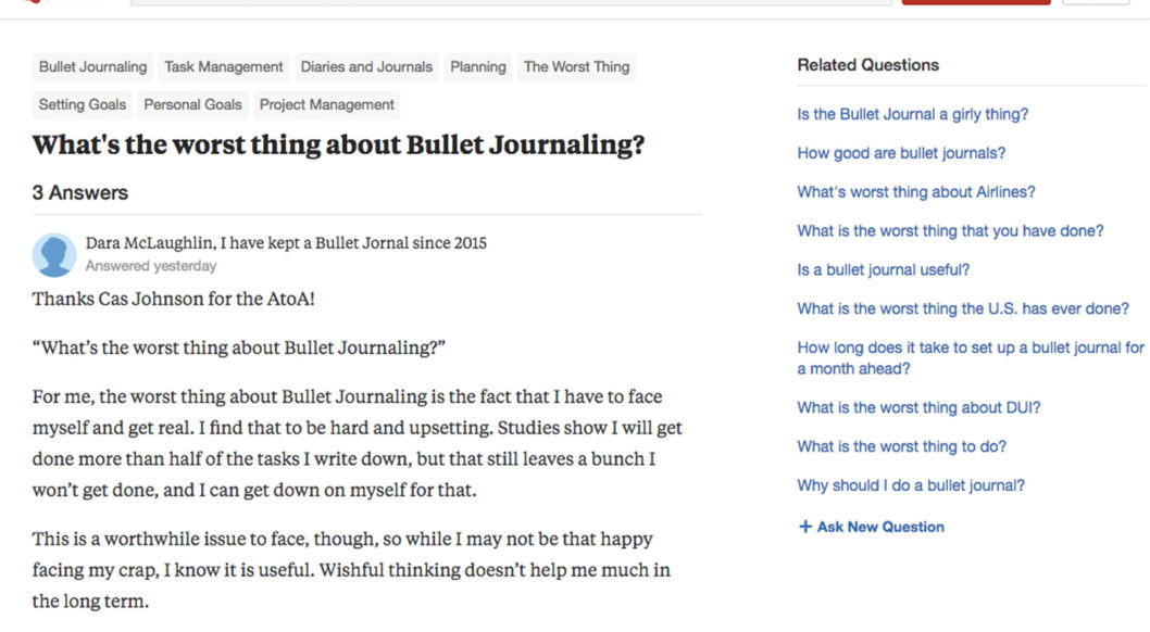 Quora What's the worst thing about Bullet Journaling?